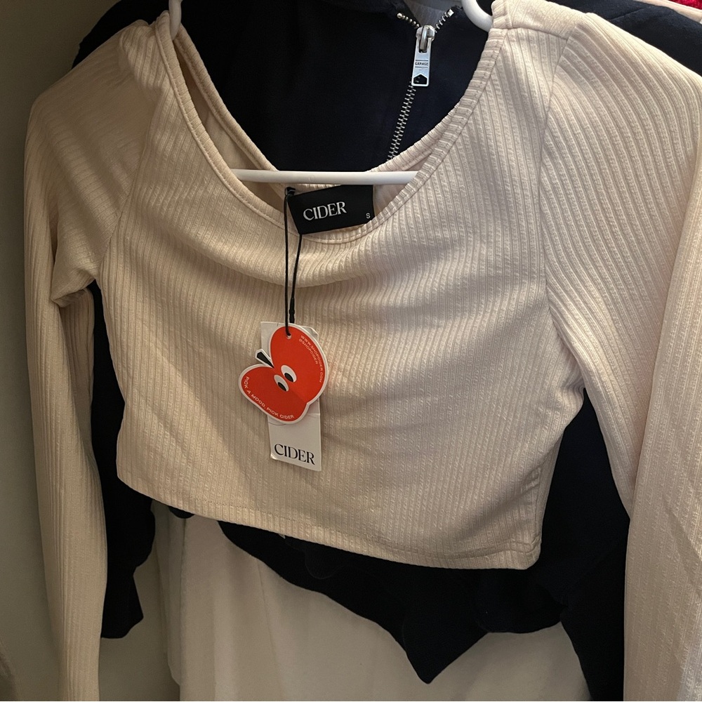 Cider Beige Ribbed Blouse